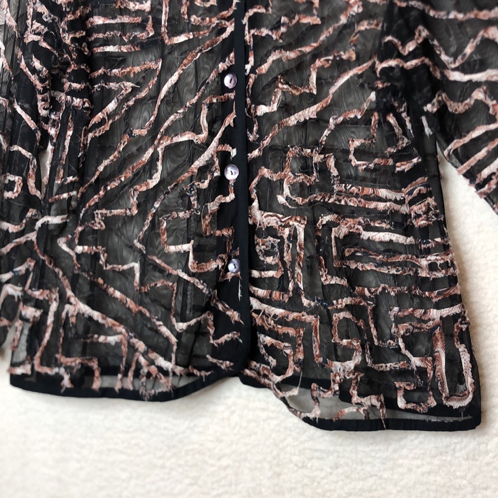 Vintage Retro Tantrums Semi Sheer Cotton Nylon Shirt Top 2X PLUS SIZE - Picture 7 of 8